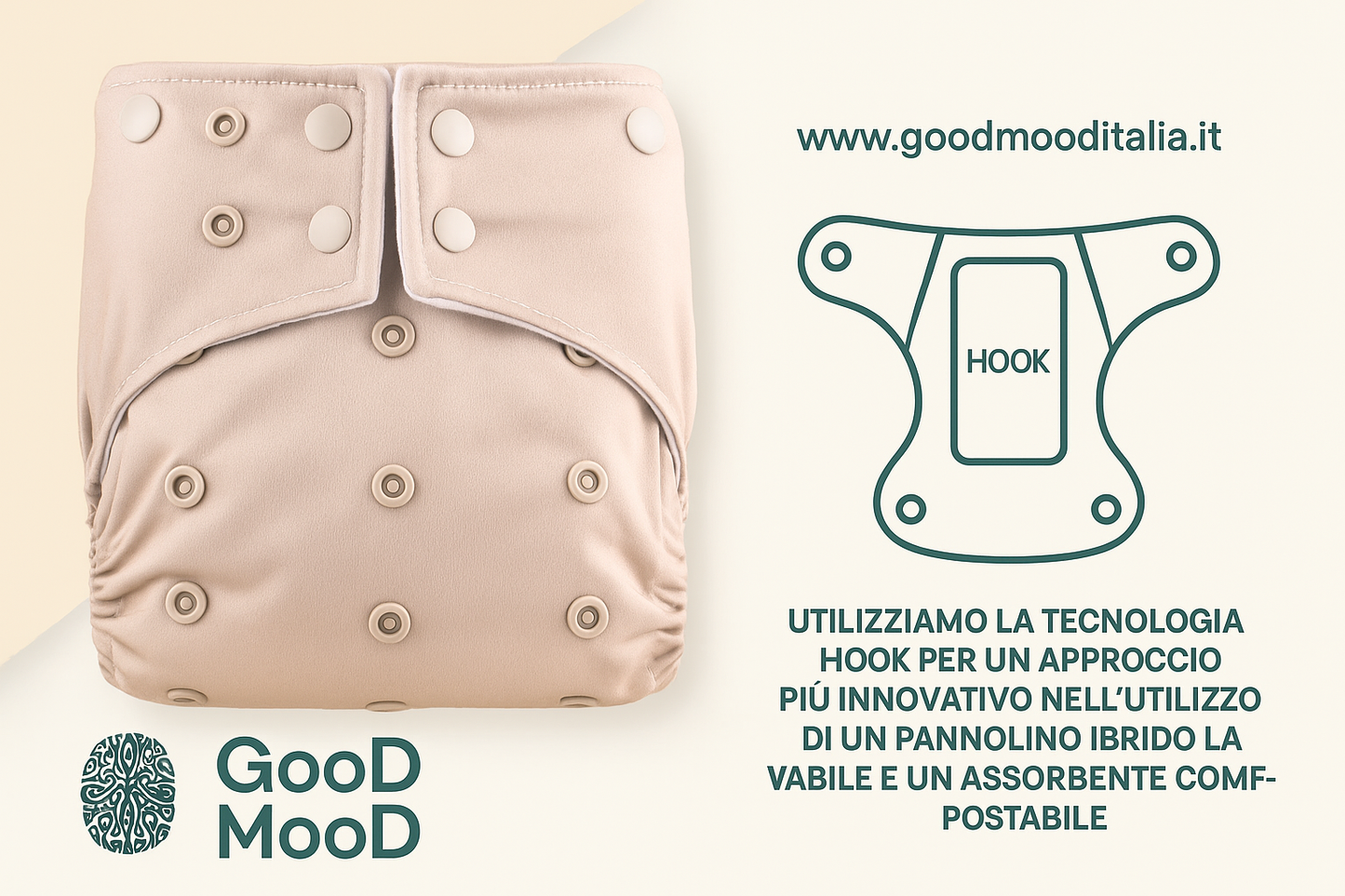 Pannolino Lavabile GOOD MOOD GREEN GENERATION utilizzabile con inserti assorbenti biodegradabili
